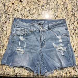 American Eagle Outfitters Women's Ripped Jean Shorts - Blue